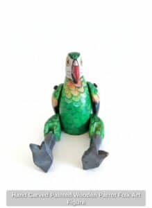 Hand-Carved-Painted-Wooden-Parrot-Folk-Art-Figure