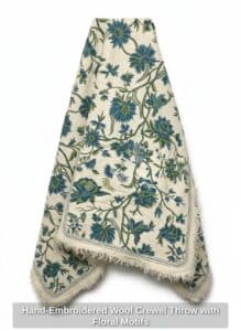 Hand-Embroidered-Wool-Crewel-Throw-with-Floral-Motifs