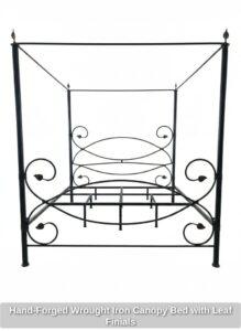 Hand-Forged-Wrought-Iron-Canopy-Bed-with-Leaf-Finials-fifth-image