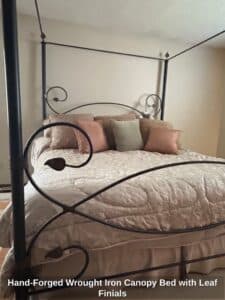 Hand-Forged-Wrought-Iron-Canopy-Bed-with-Leaf-Finials-second-image