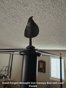 Hand-Forged-Wrought-Iron-Canopy-Bed-with-Leaf-Finials-third-image