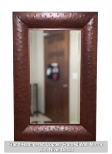 Hand-Hammered-Copper-Framed-Wall-Mirror-with-Rivet-Detail