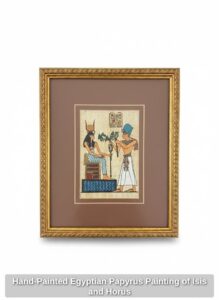 Hand-Painted-Egyptian-Papyrus-Painting-of-Isis-and-Horus
