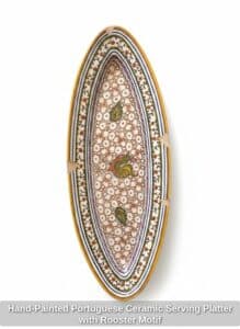 Hand-Painted-Portuguese-Ceramic-Serving-Platter-with-Rooster-Motif