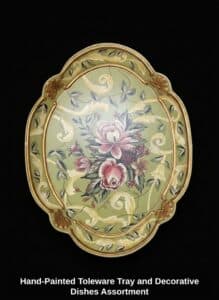Hand-Painted-Toleware-Tray-and-Decorative-Dishes-Assortment-second-image