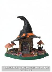 Handcrafted-Polymer-Clay-Witch-Themed-Folk-Art-Collection