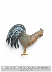 Handcrafted-Recycled-Metal-Rooster-Sculpture-with-Fan-Tail