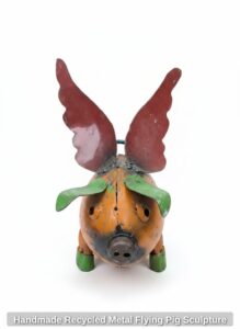 Handmade-Recycled-Metal-Flying-Pig-Sculpture