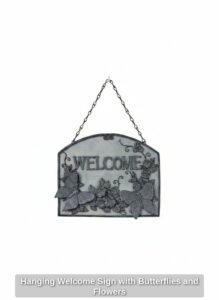 Hanging-Welcome-Sign-with-Butterflies-and-Flowers