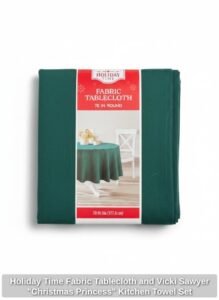 Holiday-Time-Fabric-Tablecloth-and-Vicki-Sawyer-Christmas-Princess-Kitchen-Towel-Set-second-image