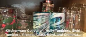 Kitchenware-Collection-Holly-Tumblers-Swirl-Tumblers-Pressed-Glass-Bowl-and-Stoneware-Crock