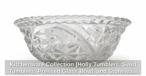 Kitchenware-Collection-Holly-Tumblers-Swirl-Tumblers-Pressed-Glass-Bowl-and-Stoneware-Crock-second-image