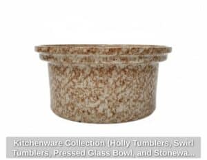 Kitchenware-Collection-Holly-Tumblers-Swirl-Tumblers-Pressed-Glass-Bowl-and-Stoneware-Crock-third-image