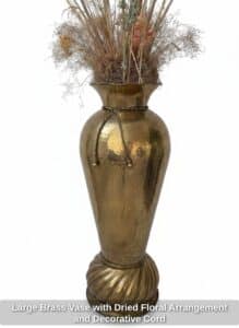 Large-Brass-Vase-with-Dried-Floral-Arrangement-and-Decorative-Cord-second-image