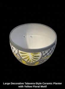 Large-Decorative-Talavera-Style-Ceramic-Planter-with-Yellow-Floral-Motif
