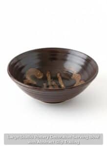 Large-Studio-Pottery-Decorative-Serving-Bowl-with-Abstract-Slip-Trailing-second-image