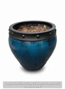 Large-Teal-Blue-Glazed-Ceramic-Planter-with-Studded-Band