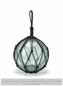 Large-Vintage-Japanese-Glass-Fishing-Float-with-Rope-Netting