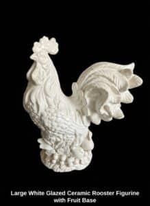Large-White-Glazed-Ceramic-Rooster-Figurine-with-Fruit-Base