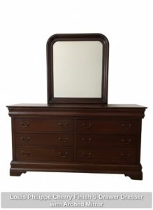 Louis-Philippe-Cherry-Finish-Drawer-Dresser-with-Arched-Mirror