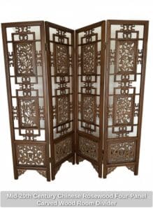 Mid-th-Century-Chinese-Rosewood-Four-Panel-Carved-Wood-Room-Divider