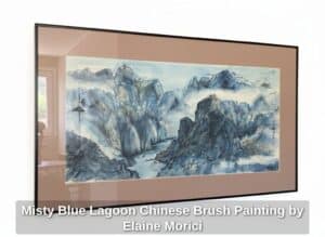 Misty-Blue-Lagoon-Chinese-Brush-Painting-by-Elaine-Morici