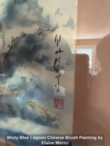 Misty-Blue-Lagoon-Chinese-Brush-Painting-by-Elaine-Morici-second-image