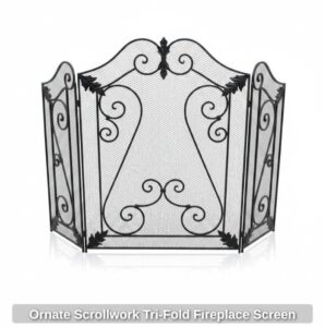 Ornate-Scrollwork-Tri-Fold-Fireplace-Screen