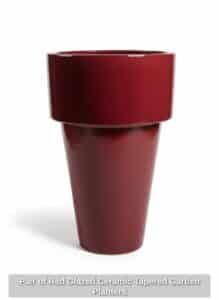 Pair-of-Red-Glazed-Ceramic-Tapered-Garden-Planters-second-image