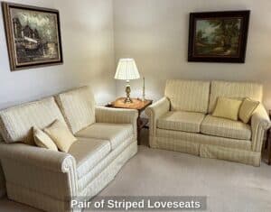 Pair-of-Striped-Loveseats