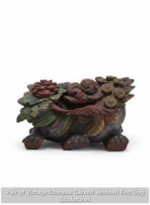 Pair-of-Vintage-Chinese-Carved-Wooden-Foo-Dog-Sculptures
