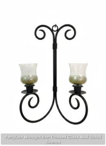 PartyLite-Wrought-Iron-Frosted-Glass-Wall-Scroll-Sconce