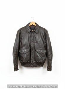 Pelle-Studio-Black-Leather-Trench-Coat-second-image
