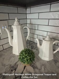 Pfaltzgraff-Heritage-White-Octagonal-Teapot-and-Coffee-Pot-Set