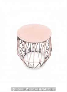 Pink-Metal-Wire-Round-Side-Table