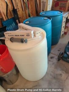Plastic-Drum-Pump-and-Gallon-Barrels