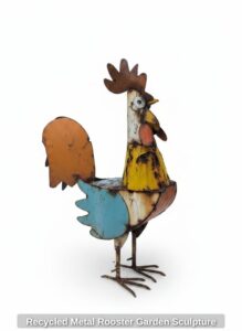 Recycled-Metal-Rooster-Garden-Sculpture