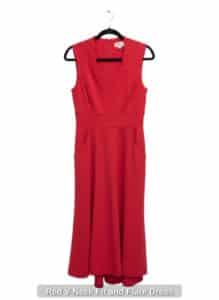 Red-V-Neck-Fit-and-Flare-Dress