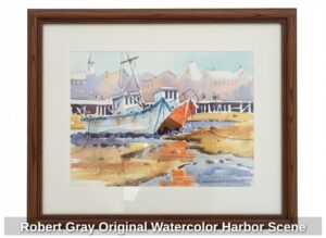 Robert-Gray-Original-Watercolor-Harbor-Scene