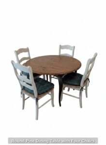 Round-Pine-Dining-Table-with-Four-Chairs