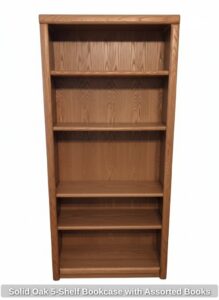 Solid-Oak-Shelf-Bookcase-with-Assorted-Books