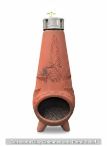 Terracotta-Clay-Chiminea-with-Floral-Relief