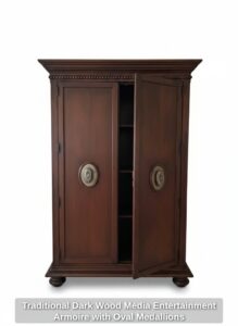 Traditional-Dark-Wood-Media-Entertainment-Armoire-with-Oval-Medallions