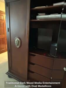 Traditional-Dark-Wood-Media-Entertainment-Armoire-with-Oval-Medallions-second-image