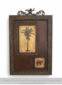 Tropical-Jungle-Motif-Decorative-Wall-Plaque-with-Monkey-and-Elephant