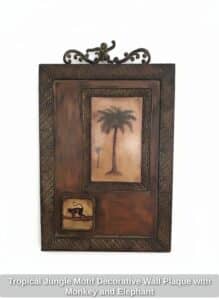 Tropical-Jungle-Motif-Decorative-Wall-Plaque-with-Monkey-and-Elephant-second-image