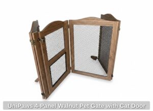 UniPaws-Panel-Walnut-Pet-Gate-with-Cat-Door