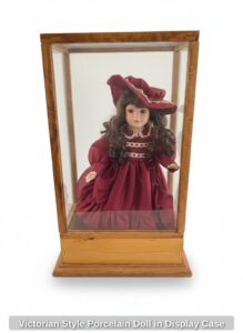 Victorian-Style-Porcelain-Doll-in-Display-Case