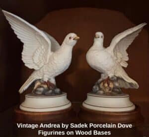 Vintage-Andrea-by-Sadek-Porcelain-Dove-Figurines-on-Wood-Bases