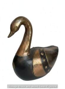 Vintage-Brass-and-Wood-Swan-Figurine